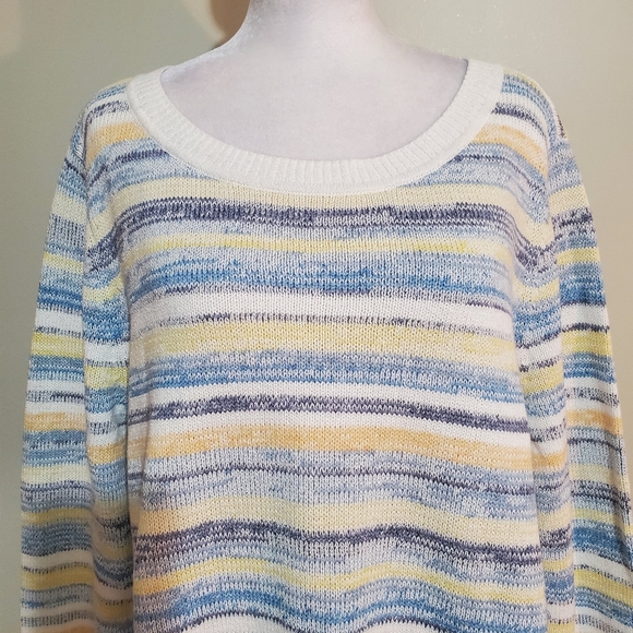 Talbots cotton blend mixed yarn stripe long sleeve sweater. 1X. NWT - Picture 5 of 12